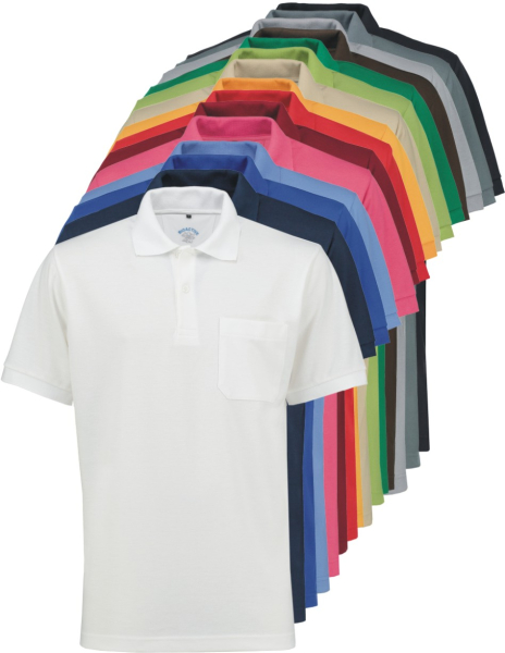 Zu sehen sind bioaktive kurzarm Poloshirts der Marke Bioactive in vielen verschiedenen Farben.